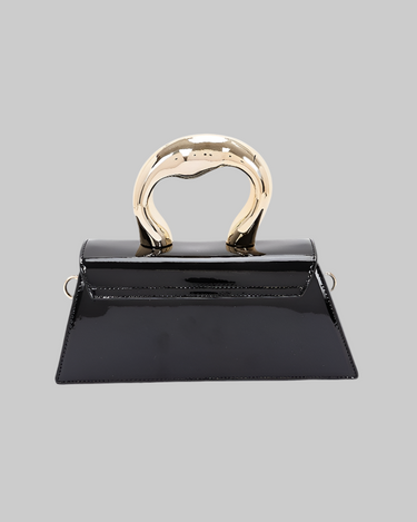 Silver Handle Patent Leather Swing Bag Purse